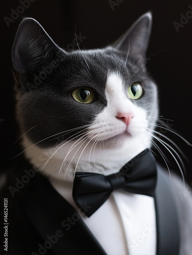 Hot businessman, proud in a stylish black tuxedo photo