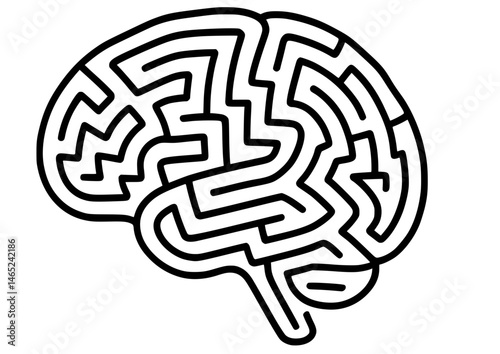 Maze inside human brain vector icon
