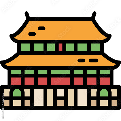 forbidden city filled outline icon