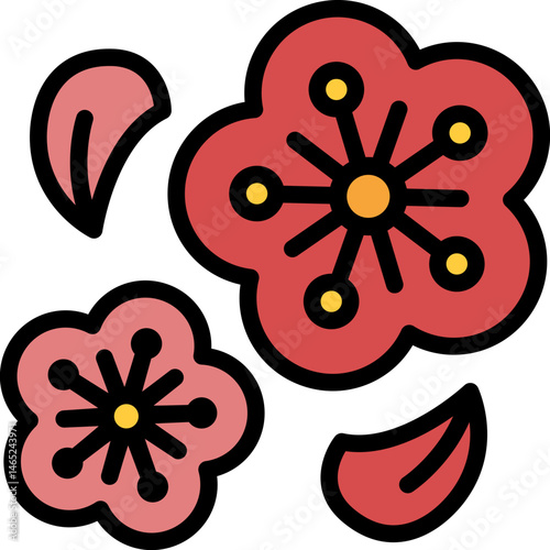 plum blossom filled outline icon