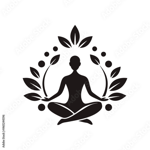 a minimalist black yoga logo featuring vector art silhouette
