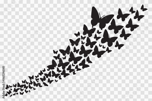 Silhouette of Butterflies: A mesmerizing swarm of silhouette butterflies takes flight, their delicate wings creating a dynamic dance across the scene.