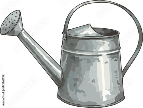 Watercolor watering can, vintage, rustic, perfect for gardening design