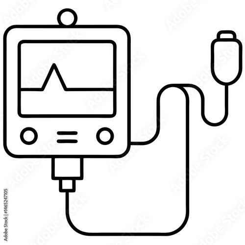 Line art icon of a pulse oximeter – simple outline for health tracking
