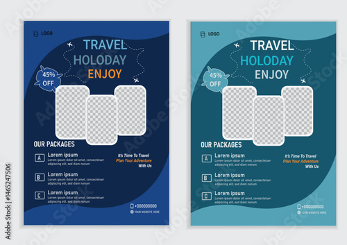 Vacation travel flyer design template. flyer design & brochure cover page template for travel agency