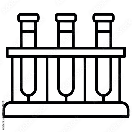 Minimalist test tube rack – laboratory equipment in black outline