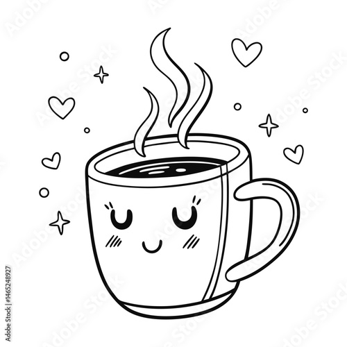 A steaming hot cup of brown coffee, an aromatic caffeine beverage