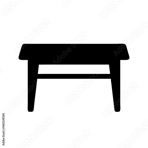 Illustration of a black table furniture design interior home decor modern simple style wood stand desk