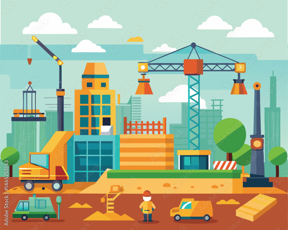 Fototapeta premium Construction Site. Modern City Development