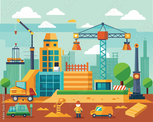 Construction Site. Modern City Development
