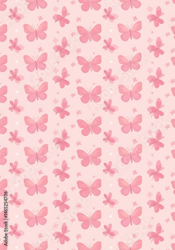 Pink Butterfly Pattern Seamless Texture Background