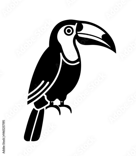 Toucan silhouette in profile with a vibrant beak vector illustration