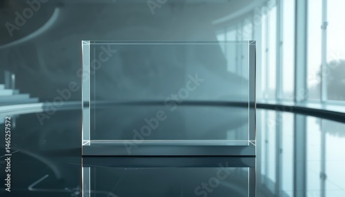 Sleek Crystal Cube Showcase: A Modern Display for Products in Bright Ambient Light Architecture