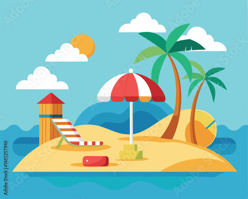 Sunny Island Getaway. Tropical Beach Vacation Paradise