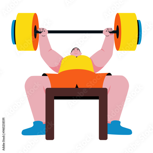 A flat style illustration of bench press