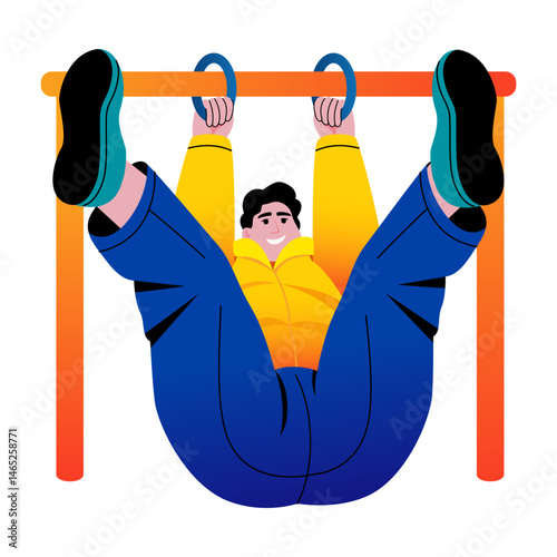 A flat style illustration of chin ups