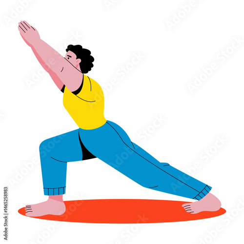 A flat style illustration of forward lunge
