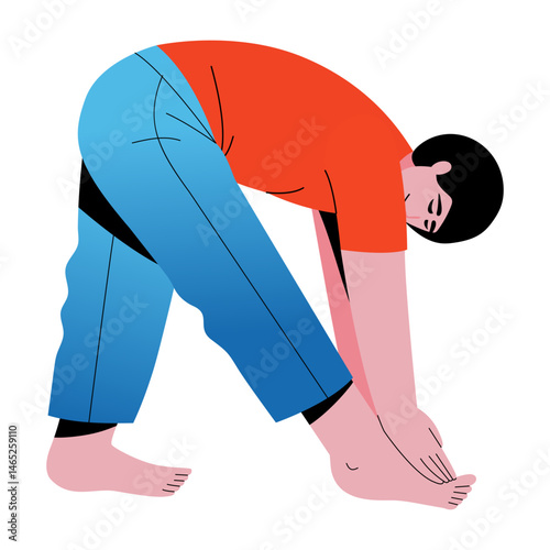 A flat style illustration of yoga stretching