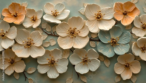 Ornate floral design with pastel tones.