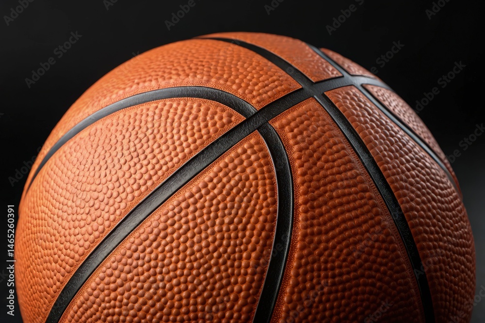 Fototapeta premium Close up View of Textured Basketball With Black Stitching Generative AI