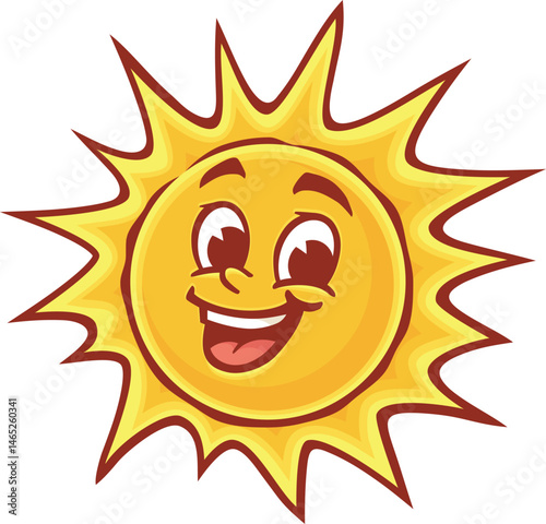 Cartoon character sun is shining and smiling