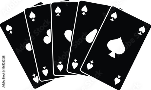 playing cards silhouette vector illustration, playing cards black symbol, playing cards clipart