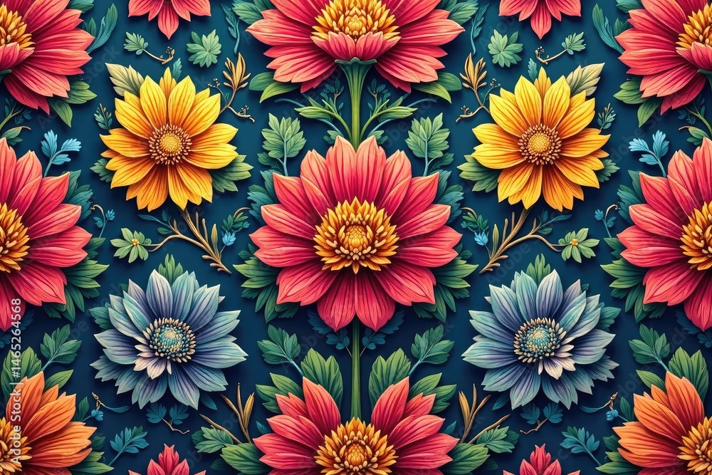Intricate floral design, repeating seamlessly , flower, botanical, graphic Intricate floral design, repeating seamlessly , flower, botanical, graphic