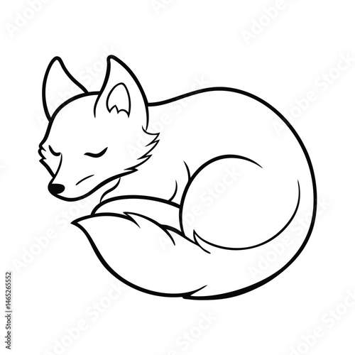 a fox curled up asleep with its tail wrapped