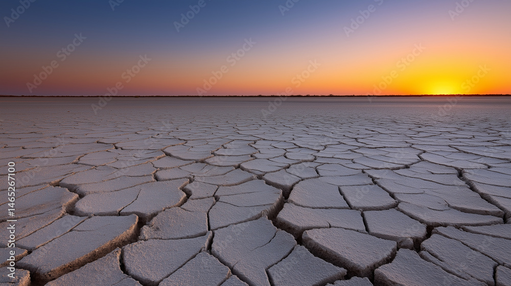 Desolate beauty of an arid sunset landscape