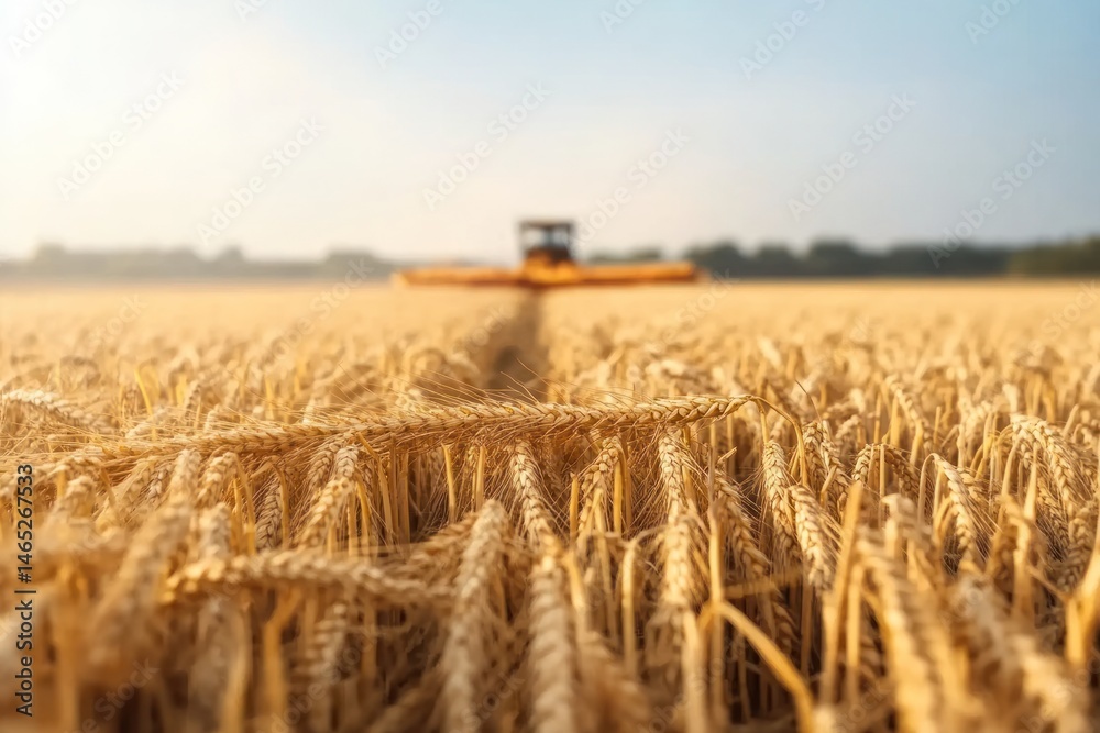Obraz premium Summer Heat and Wheat Harvesting in the Fields