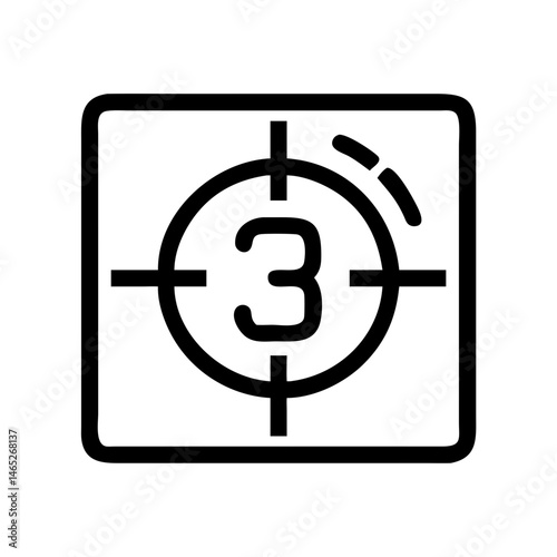 Countdown timer target number three film movie video start time sequence countdown symbol icon