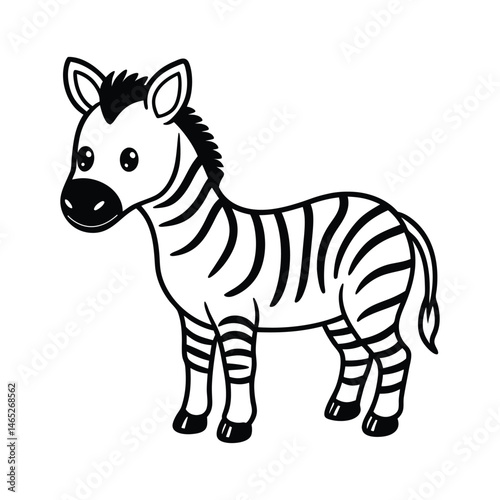 a baby zebra with stripes and round cheeks vector line art
