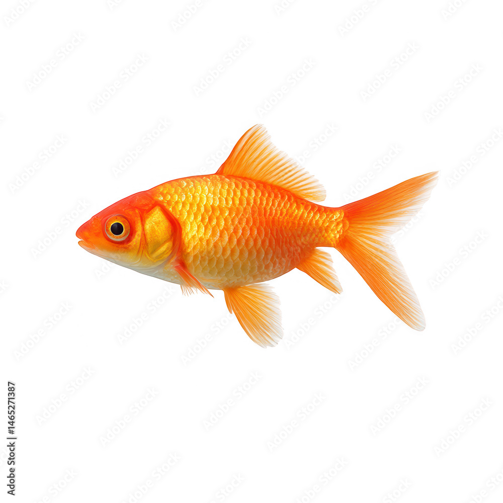 Floating orange goldfish illustration on transparent background Floating orange goldfish illustration on transparent background