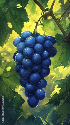 Vibrant grapes bathed in sunlight a study in natural abundance