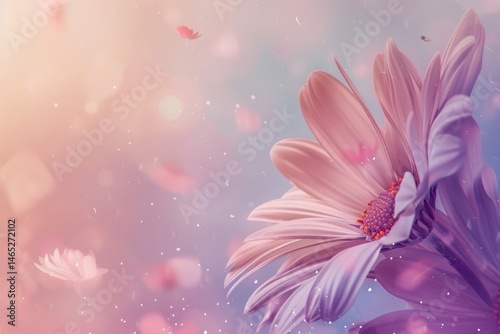 purple daisy flower on empty space background