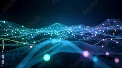Abstract Blue Network Data Flow Futuristic Technology Background