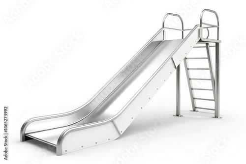 White Metal Slide Designed for Playground Use on White Background Generative AI