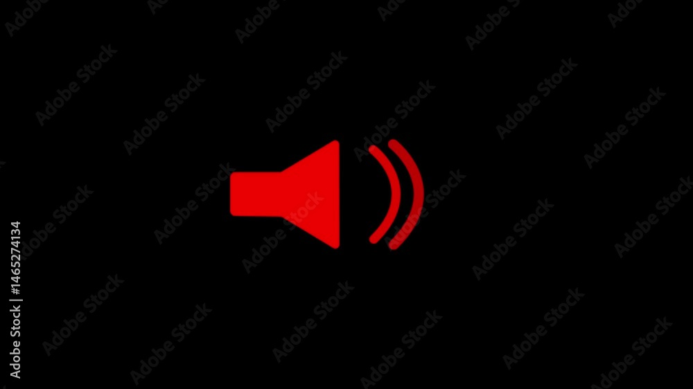 abstract sound icon audio music speech frequency speaker animation on a black background. Volume waveform with sound wave animated