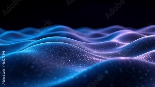 Abstract Blue Waves Particle Background Seamless Loop Animation