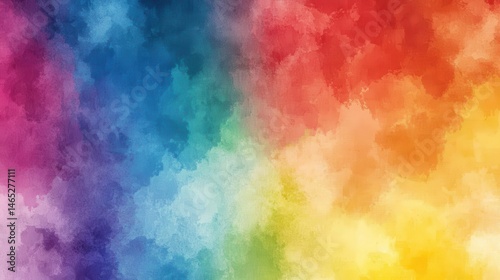 Vibrant watercolor rainbow clouds