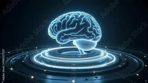 Futuristic Holographic Brain Artificial Intelligence Technology Innovation
