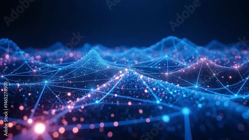 Abstract Digital Network Landscape Showing Connections and Data Flow