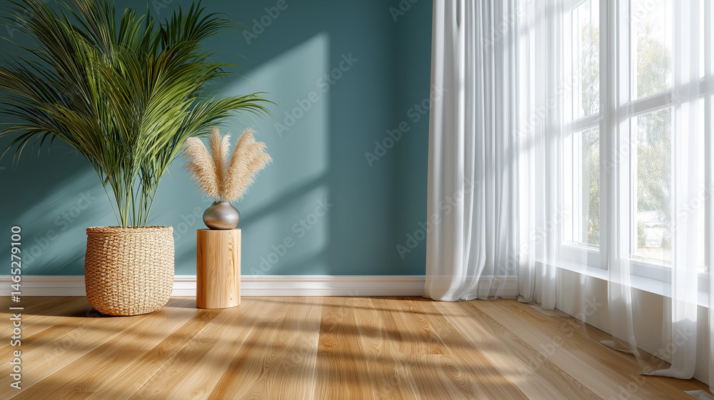 Coastal living room with natural light and greenery