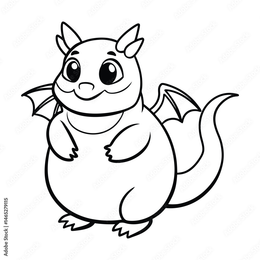 Fototapeta premium a chubby baby dragon with tiny wings and big round vector illustration