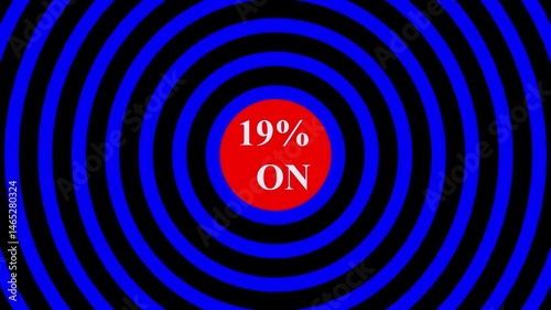 a neon sign in striking red and white letters spelling on suitable for business, promotion, advertising, discount. motion graphic, animated discount animation ,white radio waves Background on black ba