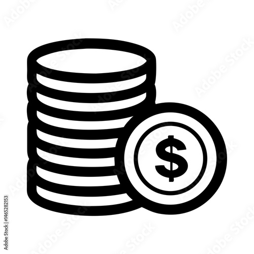 Illustration of stack of dollar coins currency money finance wealth investment savings cash income