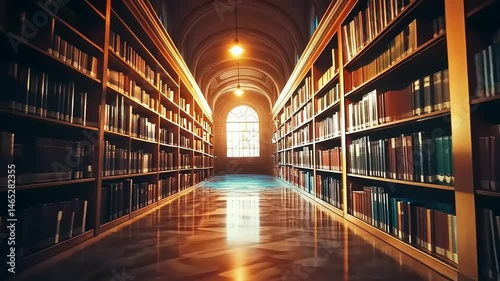 Immersive Library Ambiance: A Serene Journey Through Aisles of Knowledge