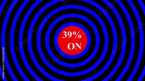 a neon sign in striking red and white letters spelling on suitable for business, promotion, advertising, discount. motion graphic, animated discount animation ,white radio waves Background on black ba