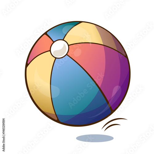 bright children's inflatable beach ball, sticker on transparent background