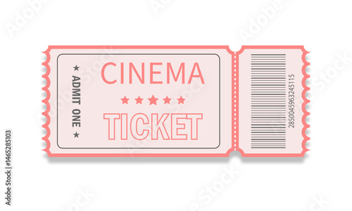Cinema ticket isolated on white background.
